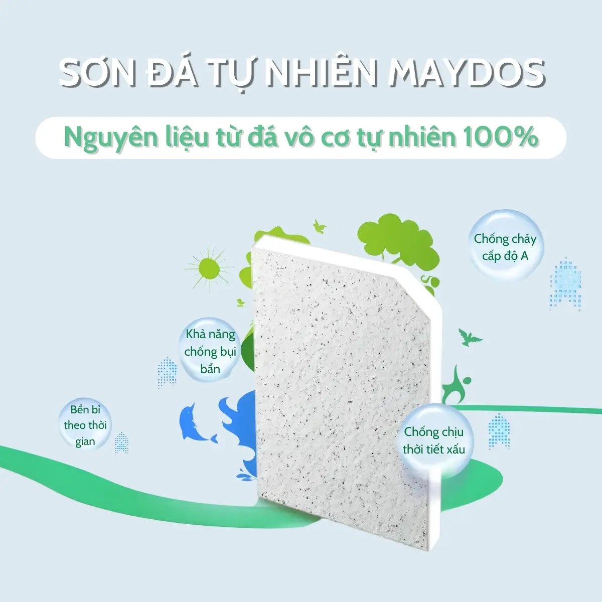 Nguyên liệu từ đá vô cơ tự nhiên 100%